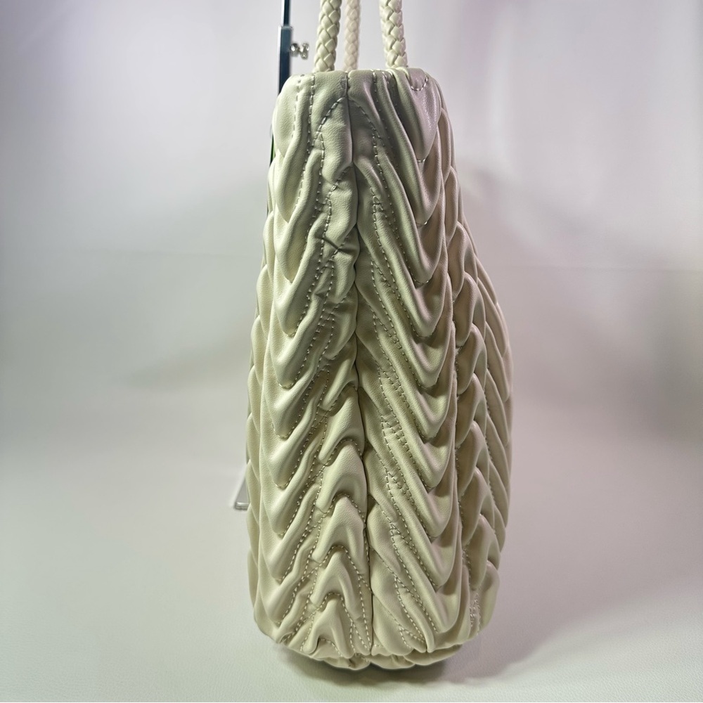 NEW SAM EDLEMAN ARI QUILTED LARGE VEGAN LEATHER TOTE SHOULDER BAG IVORY NWT!! - Picture 9 of 10